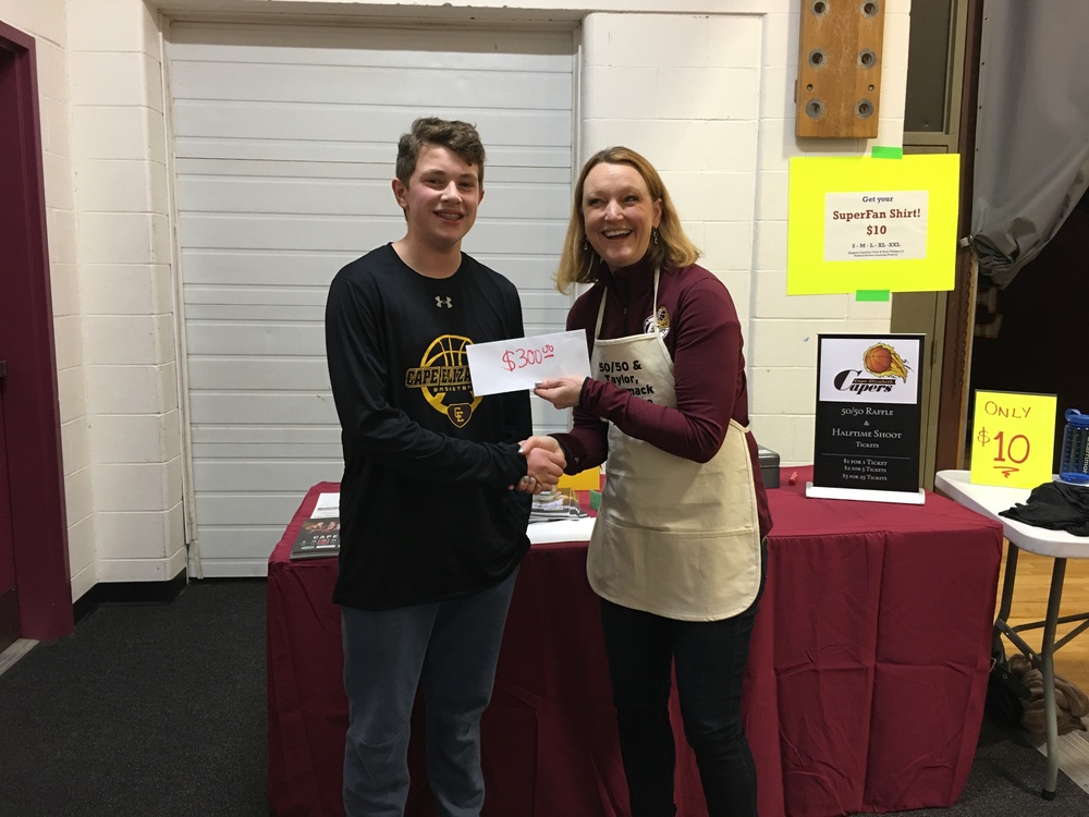 Christine Willitts presents $300 check to JJ Schultzel