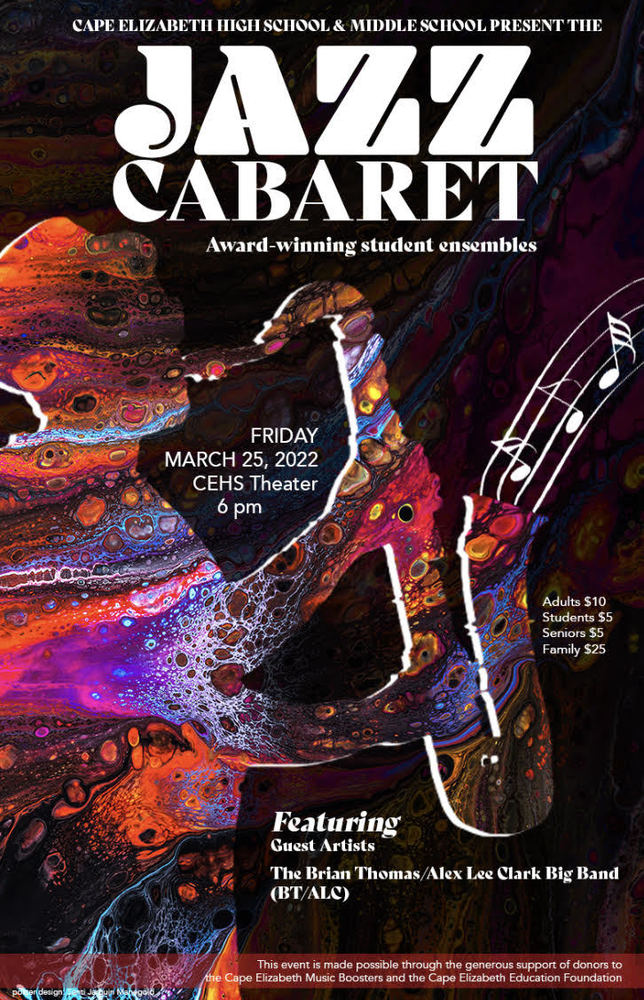 Jazz Cabaret Poster - artistic rendering of a person playing a saxaphone