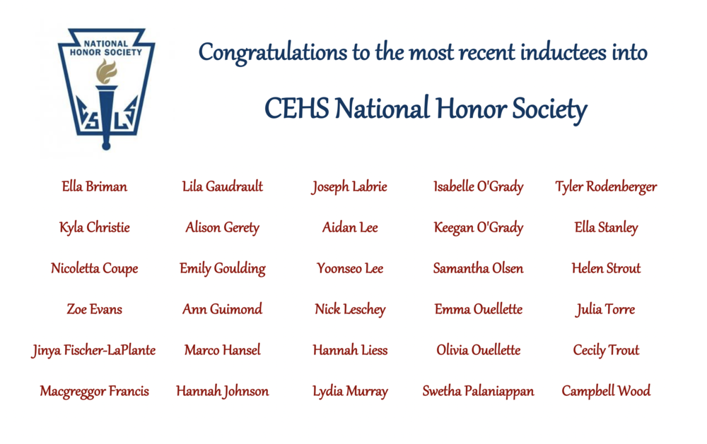 National Honor Society Spring Inductees