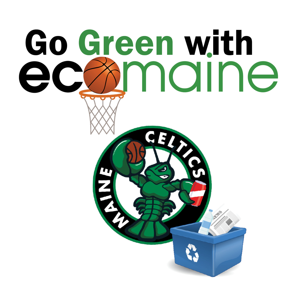 Go Green with Ecomaine & Maine Celtics logo