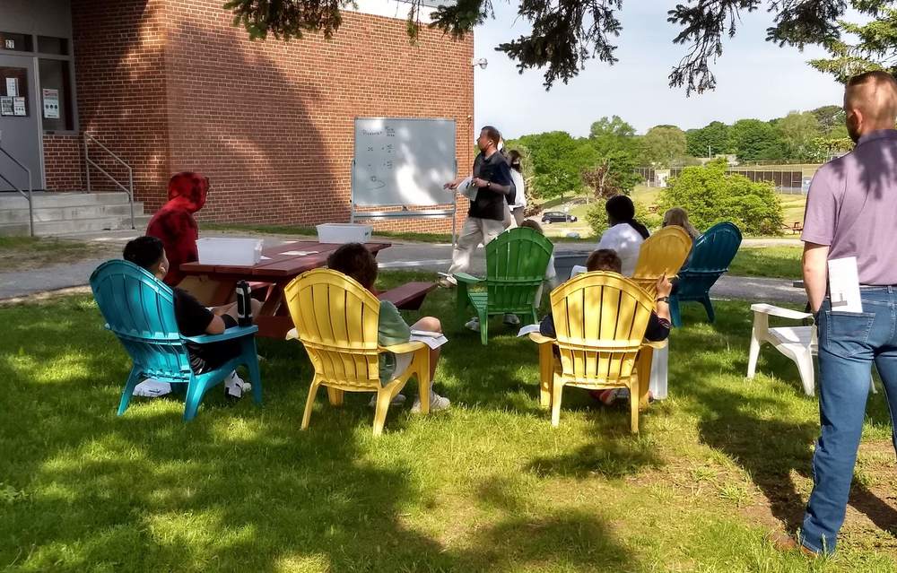 Mr. Thayer’s Physical Science class enjoying the outdoors