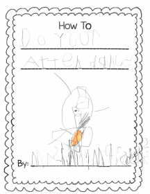 Kindergarten students help their teacher with a How To Book