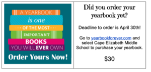 Time to order your CEMS Yearbook!