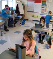 2nd-grade students record videos in FlipGrid